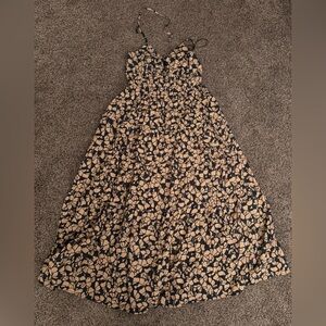 Abercrombie Black and Tan Leaf Print Maxi Dress